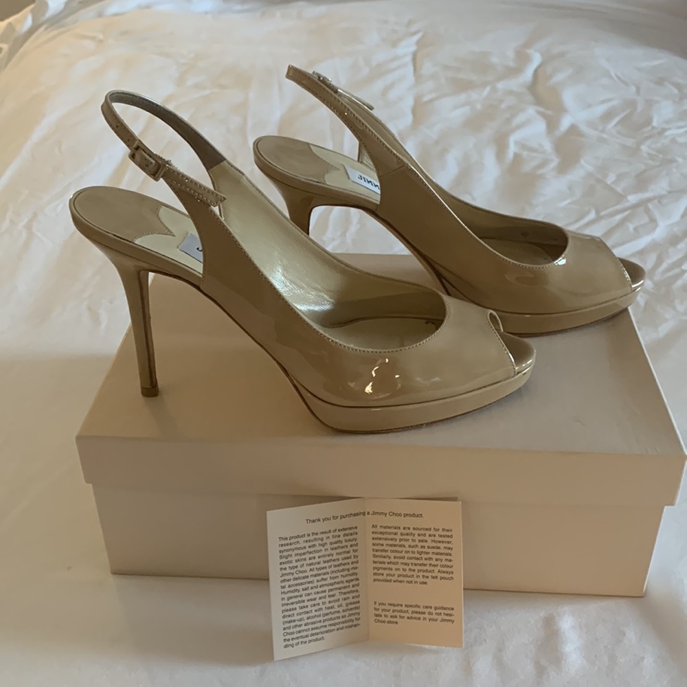 Jimmy Choo patent leather sling back Size 39  Perfect condition
